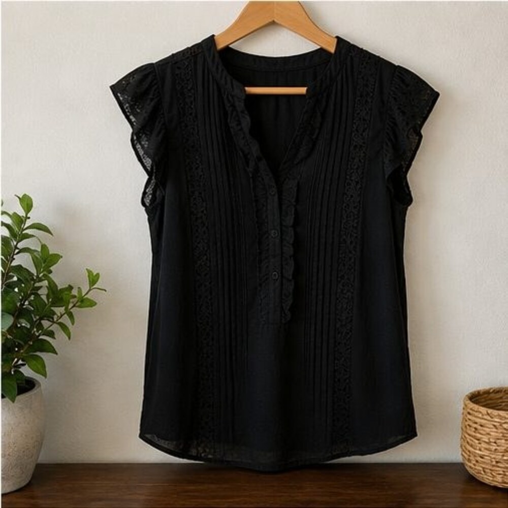 Black Ruffle Blouse